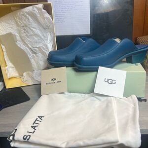 NWT UGG + Eckhaus Latta Blue Block Cowboy Mule Full Grain Leather 2 inch…